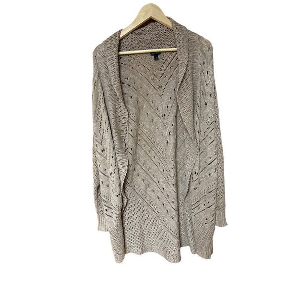 Torrid Pointelle Cardigan Curved Hem  long Sleeve Open Front Loose Knit Sweater - Picture 1 of 9